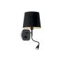 Preview: Schwarz-goldene Schirm-Wandlampe Nordik mit LED Lesearm