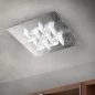 Preview: Angular LED ceiling light in leaf silver with rectangular milky glass