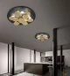 Preview: Round black LED ceiling lamp Nuvola with golden rotating discs