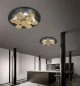 Preview: Round black LED ceiling lamp Nuvola with 13 golden discs Ø:70cm