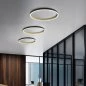 Preview: Ring ceiling light Loop 120cm: Black outside, gold leaf inside, mounting plasterboard ceiling