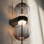 Preview: Elegant wall light with 2 grey glass spheres and soft light