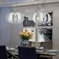 Preview: Moderne Esszimmer LED Pendellampe Geo von Braga Ø:40cm in Weiß/Blattsilber