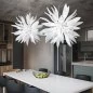 Preview: Esstisch Glas-Pendellampe Leaves von Ideal Lux mit weißen Glaselementen