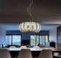 Mobile Preview: Designer dining table LED pendant light Geo Ø:60cm in white/gold leaf