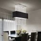 Preview: Square crystal pendant lamp with black lampshade over dining table