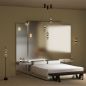 Preview: Several Double Moon pendant lights above a bed, wall lights and a floor lamp
