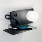 Preview: Schlafzimmer LED Wandlampe mit Ablage links Book 1 von Ideal Lux in schwarz