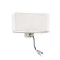 Preview: Wall lamp with white square lampshade and LED reading lamp