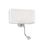 Mobile Preview: Wall lamp with white square lampshade and LED reading lamp