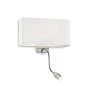 Preview: Wall lamp with white square lampshade and LED reading lamp