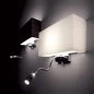 Preview: Wandlampe mit schwarzen oder weißen eckigen Lampenschirm und LED Leselampe eingeschaltet