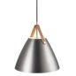 Preview: Pendant lamp Strap 36 brushed steel leather suspension in brown