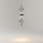 Preview: Delicate glass pendant light with a slim rod and a polished black metal ring
