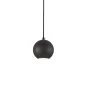 Preview: Ball pendant lamp with black lampshade and black fabric cable