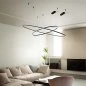 Preview: Two black ring pendant lights above the couch table