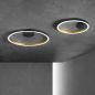 Preview: Ring ceiling light Loop 75cm and 50cm: black outside, gold leaf inside, mounting concrete ceiling