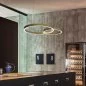 Preview: Kitchen table LED pendant lamp Loop 2 rings in gold brushed S60-S40