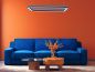 Preview: Large square ring pendant lamp Sqing in blue over the couch