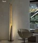 Mobile Preview: Slim elongated floor lamp Reed: outside rust/brown - inside gold leaf