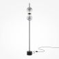 Preview: Design floor lamp black 2 smoky glass balls on black rod, round base, cord dimmer