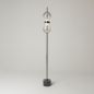 Preview: Black floor lamp with 2 glass balls on a slim rod and round base