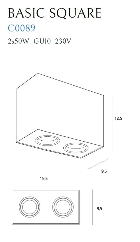 Maxlight Basic Square 2 ceiling spotlight black