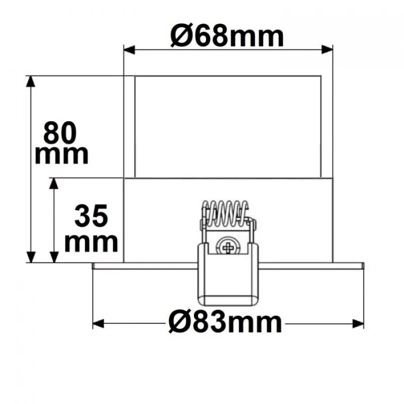 Skizze, Höhe inkl. GU10 LED Leuchtmittel: 80mm