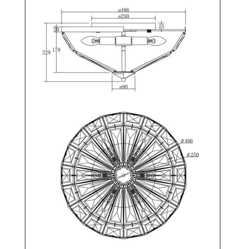 Sketch of Facet ceiling lamp