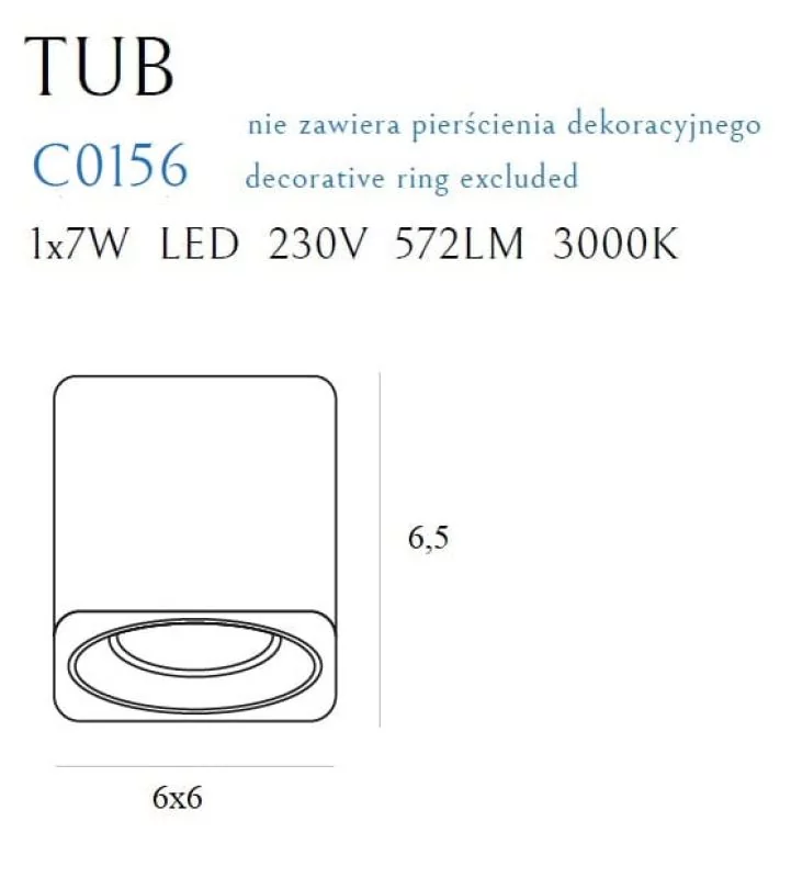 Maxlight Tub LED ceiling spotlight white square