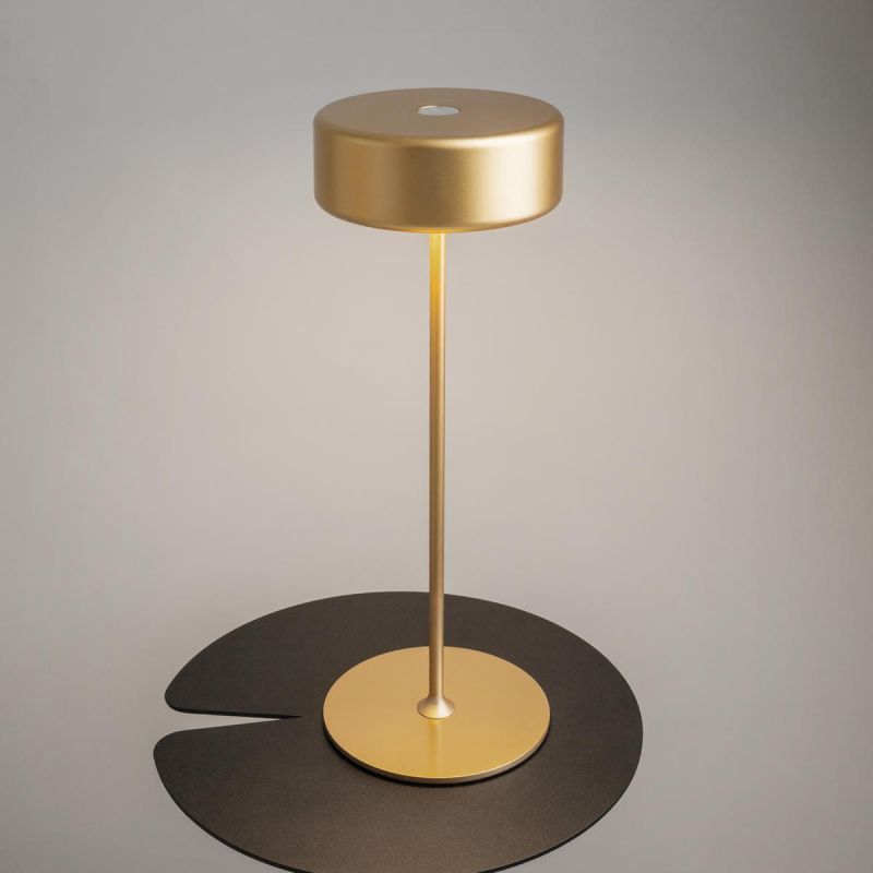 Preview: Golden battery-powered lamp on the reception desk