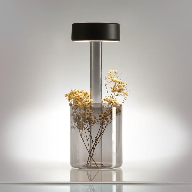 Preview: Black battery lamp terrace smoky glass Maytoni AI Collaboration