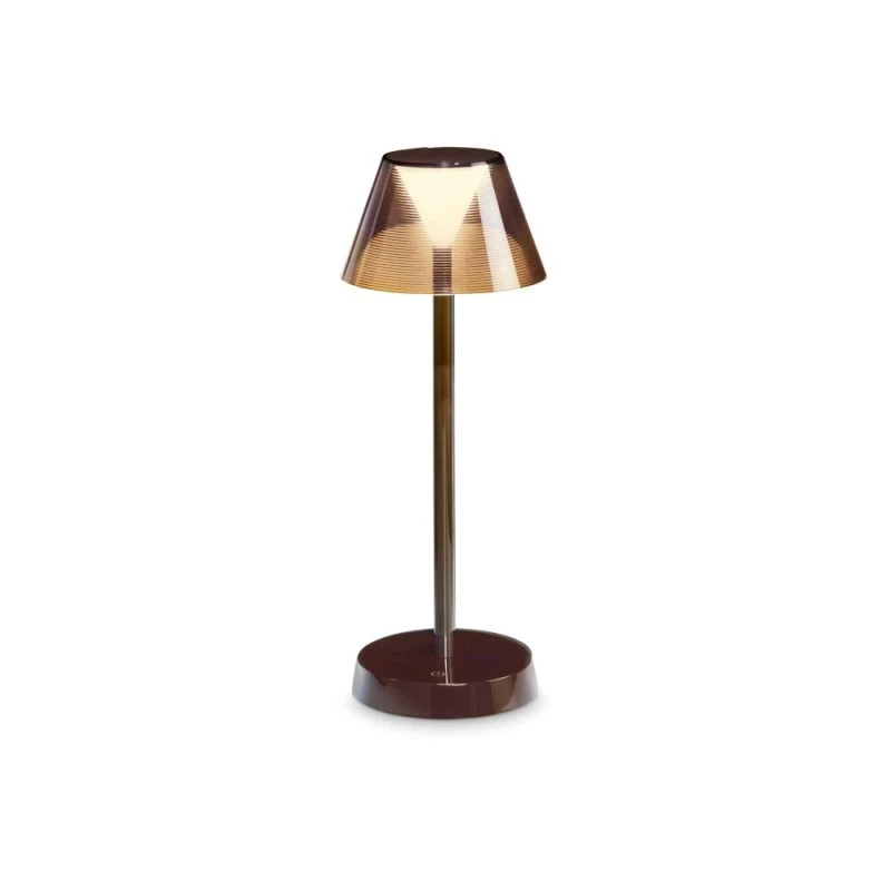 Portable battery LED table lamp Lolita in brown