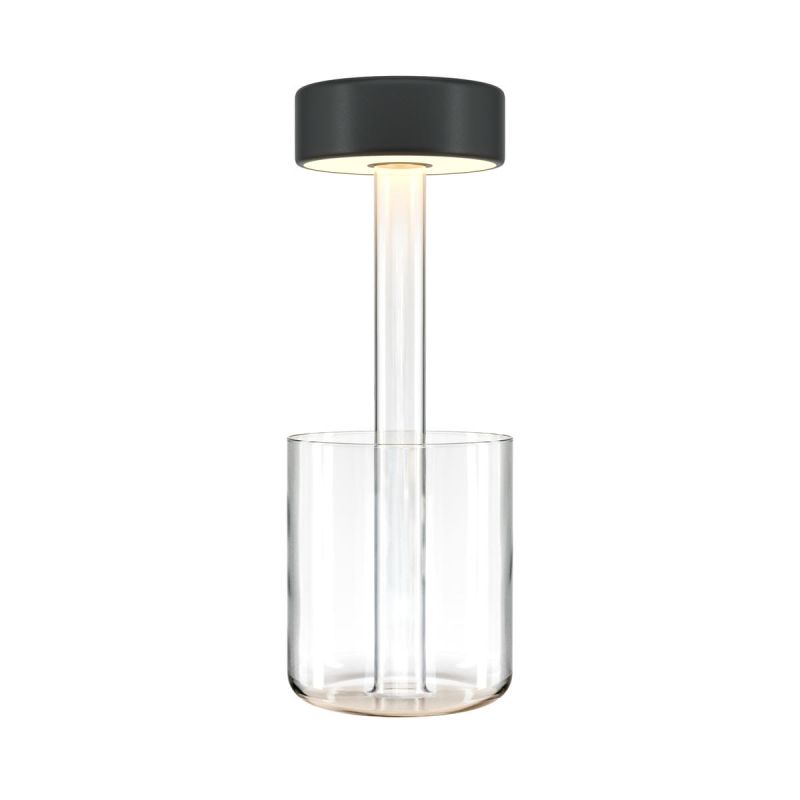 Black rechargeable table lamp with glass vase Maytoni AI Collaboration