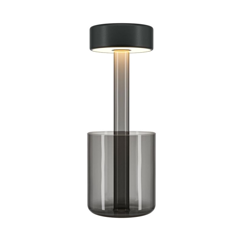 Black rechargeable table lamp with smoky glass vase Maytoni AI Collabo