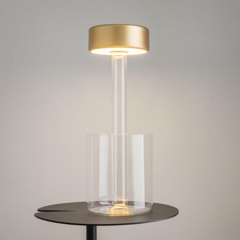 Preview: Gold rechargeable table lamp with glass vase for flowers Maytoni AI Co