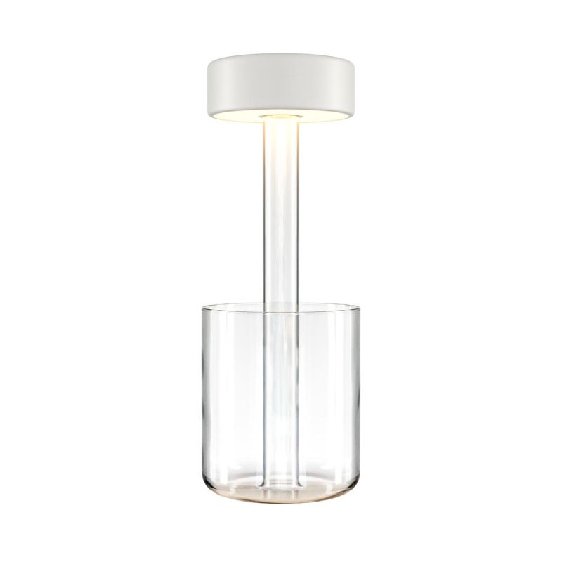 White rechargeable table lamp with glass vase Maytoni AI Collaboration
