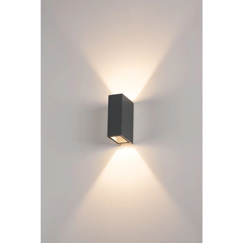 Angular LED wall lamp Quad radiating upwards and downwards in anthracite