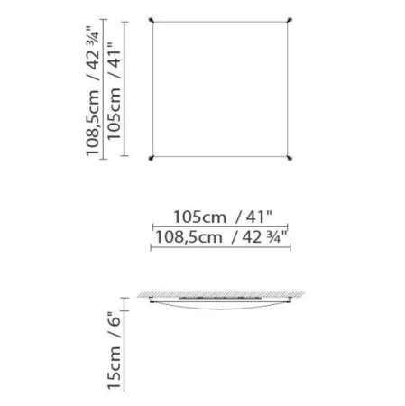 Veroca 2 Blux dimmbar Segelleuchte 170x170cm Skizze