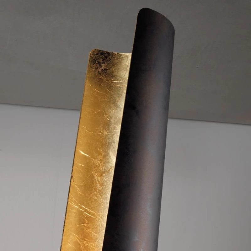 Stehlampe Reed: außen dunkelbraun und gold