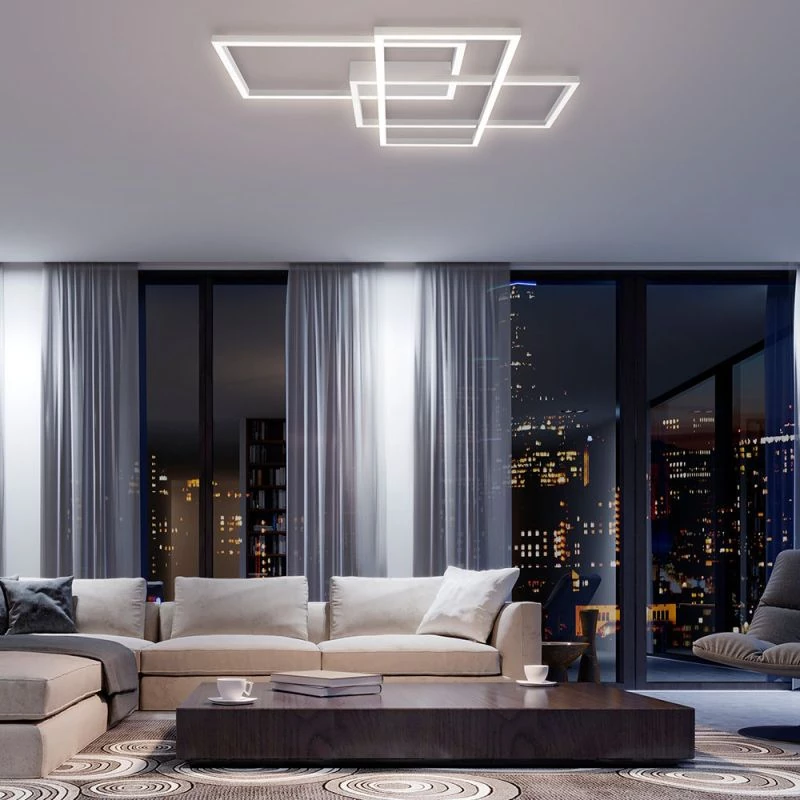Living room ceiling lamp with angular design
