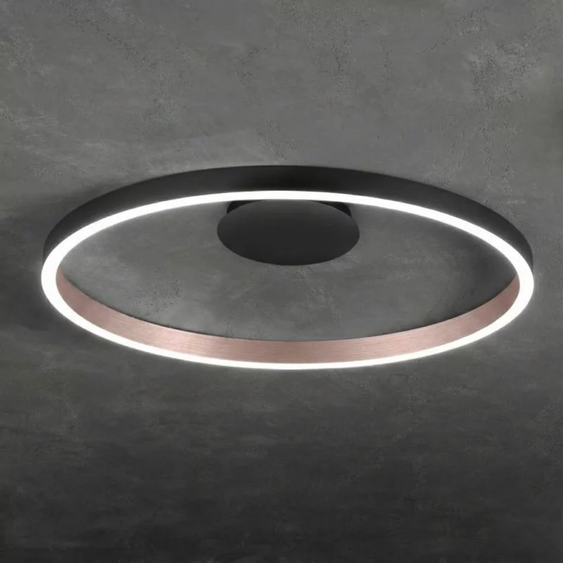 Ring Deckenleuchte Loop in Schwarz und Rose gebürstet 37/31