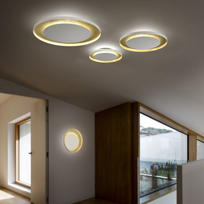 Round LED ceiling lamp white/gold leaf