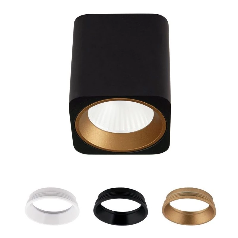 Moderner LED Deckenstrahler mit Ring in weiß-schwarz-gold