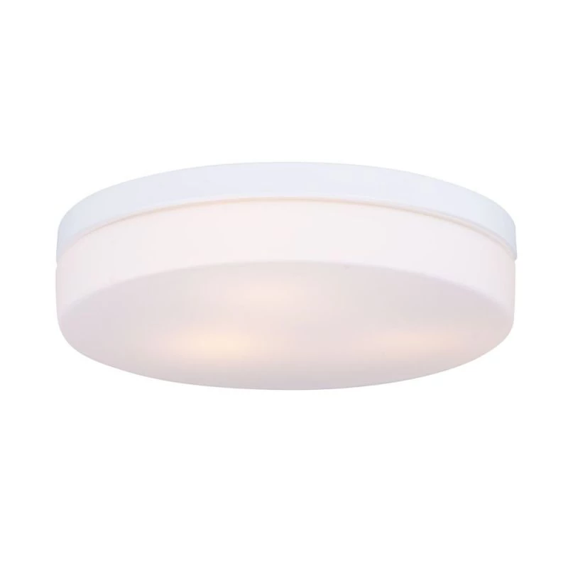 Round ceiling lamp with white housing and milky glass cover