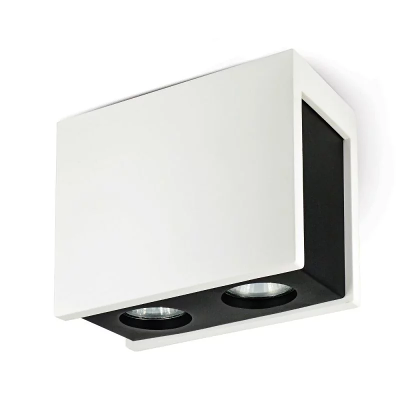 Gypsum ceiling spotlight Puro Nero white/black 2-flames