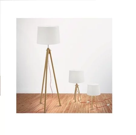 Dreibeinige Lampenserie York von Ideal Lux in Holz