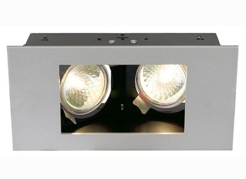 SLV square downlight Indi Rec 2s 2-flames silver