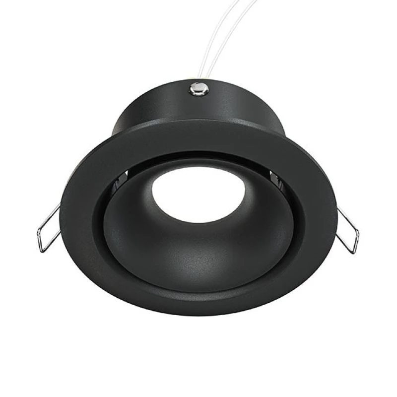Black recessed spotlight with springs for ceiling installation