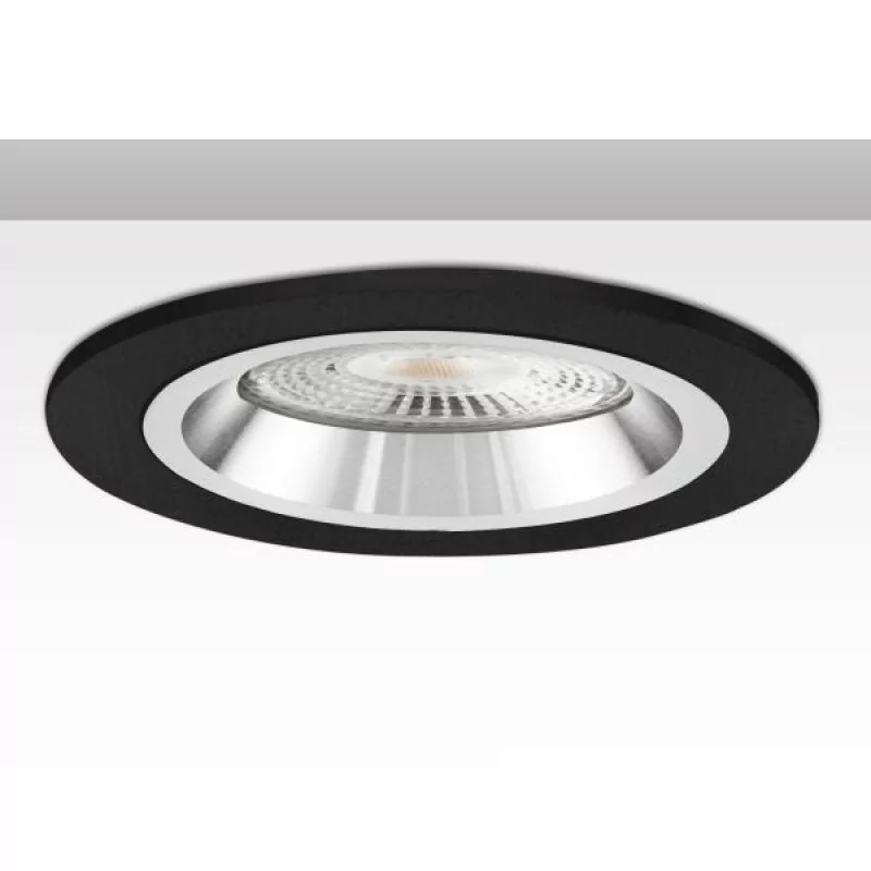 Recessed ceiling spotlight black silver